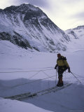 Crossing Over Crevase En Route to Everest  Nepal