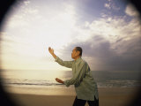 Senior Man Practicing Tai Chi