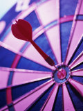 Close-up of a Dart in the Bull's-Eye of a Dartboard