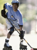 Man Playing Street Hockey