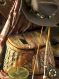 Close-up of Fishing Equipment And a Hat