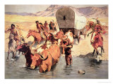 Indians Attacking a Pioneer Wagon Train