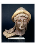 Head of Hermes Wearing a Pilos  from the Temple of Portonaccio  Veii  510-500 BC