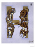 Capital Letter H  from L'Art Croquis D'Animaux  Published Paris  c1920