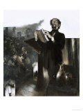 Charles Dickens Gives a Reading by Flickering Gaslight on a Victorian Stage