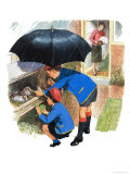 Schoolboy and Schoolgirl Feeding Their Guinea Pigs