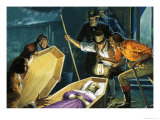 Unidentified Tomb Raiders Opening a Coffin to Discover the Body of a Woman