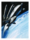 The Space Shuttle at the Moment It Sheds Two of Its Rocket Engines