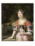 Portrait of a Lady Wearing a Red and White Dress