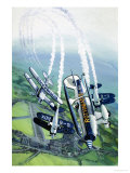 The Rothmans Aerobatics Team Flying in Their Stampe SV4B Biplanes