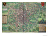 Town Plan of Brussels  from Civitates Orbis Terrarum by Georg Braun
