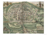Map of Exeter  from Civitates Orbis Terrarum by Georg Braun