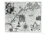 Map of the New England Coastline in 1614  Engraved by Simon de Passe