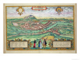 Map of Salzburg  from Civitates Orbis Terrarum by Georg Braun