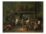 The Interior of a Tavern with a Couple Dancing to the Music of a Fiddler