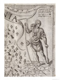 Susquehannock Warrior  Detail from Map of Virginia  Engraved by William Hole