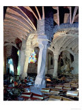 Guell Crypt with Its Tilted Column  Built by Antonio Gaudi