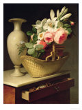 Bouquet of Lilies and Roses in a Basket  1814