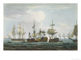 HMS Temeraire at the Battle of Trafalgar  1805  Engraved by Sutherland  c1820