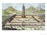 Porcelain Tower of Nanking  Plate 12  Entwurf Einer Historischen Architektur  Engraved Delsenbach