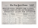 Front Page of 'The New York Times'  7th November  1928 (Litho)