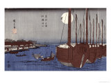 Tsukudajima Island and the Fukagawa District under the Full Moon  from the Series Toto Meisho