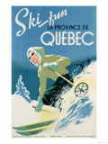 Poster Advertising Skiing Holidays in the Province of Quebec  c1938