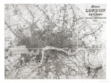 Map of Modern London and Its Environs  1854