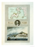 Map of Elba  View of Porto Ferraio with Portrait of Napoleon and Signature  c1815
