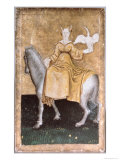 Mounted Lady Holding a Heron on One Hand  Upper Rhein Are  c1440-45