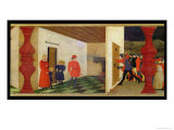 Predella of the Profanation of the Host: Jewish Pawnbroker Roasting the Consecrated Host  c1468