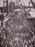 The Crowded Deck of an Immigrant Ship Entering New York Harbour  c1905