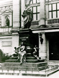 View of the Mendelssohn Statue in Front of the Gewandhaus in Leipzig