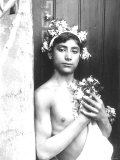 Portrait of a Bare-Chested Sicilian Youth His Head is Crowned with a Flower Garland