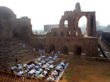 Muslims Offer Eid Prayers at the Ruins of Jami Mosque  Which was Built in 1345 AD