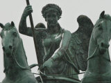 First Snow Sits on the Quadriga on Top of Berlin's Brandenburg Gate
