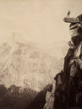 Yosemite Valley  California a Tourist Looks Down on a Valley from a Rock 3201 Meters High