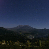 Mount St Helens is Seen against a Star-Filled Sky