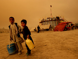 A Boy  7  and His Sister  5  Sell Water (One Glass for Us 2 Cents) Outside a Circus