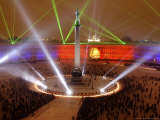 People Watch a Light Show