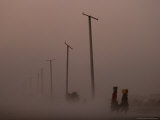 Afghan Kuchi Nomads Women Carry Water to Thier Camp at Dusk