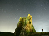 Stars in the Sky are Seen Over a Remains of Medieval Fortress