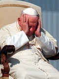 Pope John Paul II Holds His Head During the Weekly Open-Air General Audience