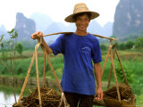 Colorful Portrait of Rice Farmer in Yangshou  China