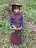 Little Girl Carrying Sickle  Bumthang  Bhutan