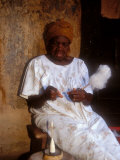 Elder Grandmother Spinning Yarn  Boku  Ghana