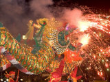 Dragon Performers at Chinese Thanksgiving Festival  Khon Kaen  Isan  Thailand
