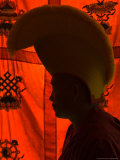 Silhouette of a Monk Wearing a Traditional Hat  Kathmandu  Nepal