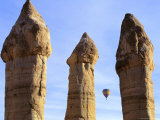 Hot Air Balloon Between Fairy Chimneys  Love Valley  Cappadocia  Central Anatolia  Turkey