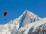 Paraglider and Aiguille du Midi  French Alps  Haute-Savoie  Chamonix  Mont Blanc  France
